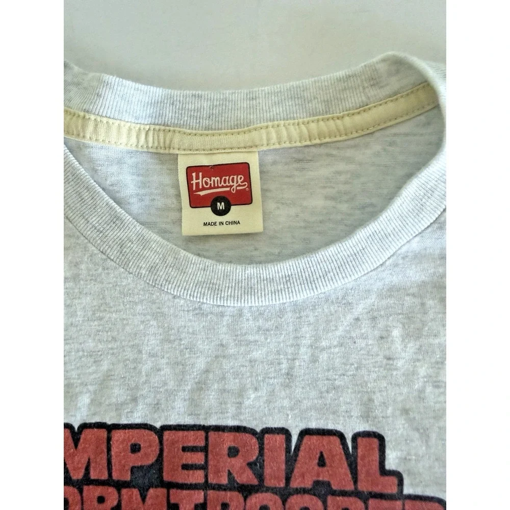 Star Wars Stormtrooper Homage T Shirt Men's Single Stitch Sleeves Gray Med NWOT
